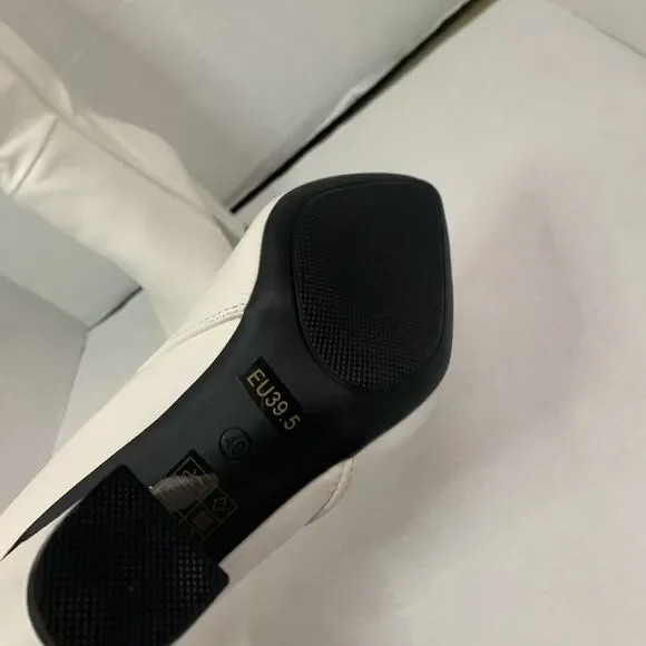 Womens Pointed Toe Zip Up Formal Chunky High Heel Knee High Boots - Picture 8 of 8